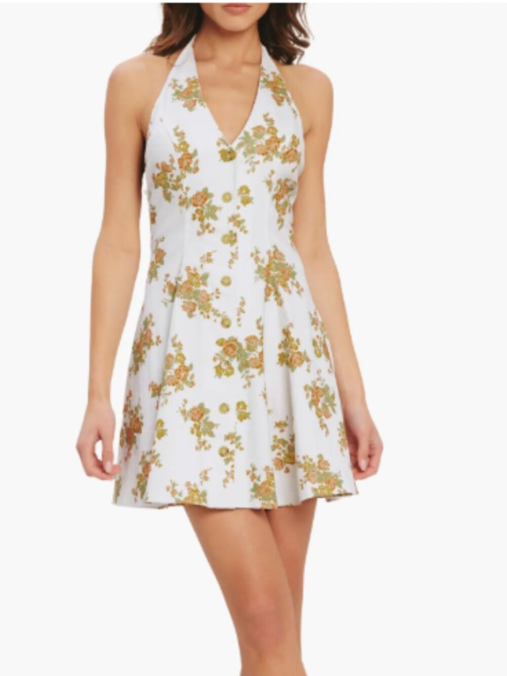 FLYING TOMATO - Print Twill Halter Minidress Ivory Medium NWT